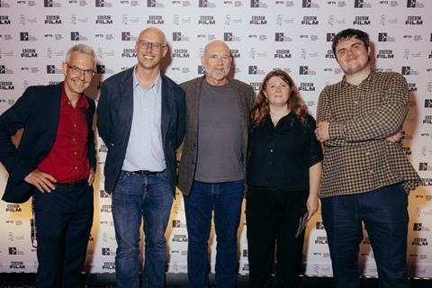 [L-R] Chris Young (head of SCTL), Jon Wardle (director of NFTS), Jason Connery, Eva Yates (director of BBC Film), Paul Ridd (CEO EIFF)